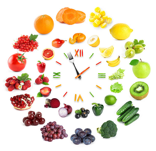 istock Food clock with fruits and vegetables 519491602