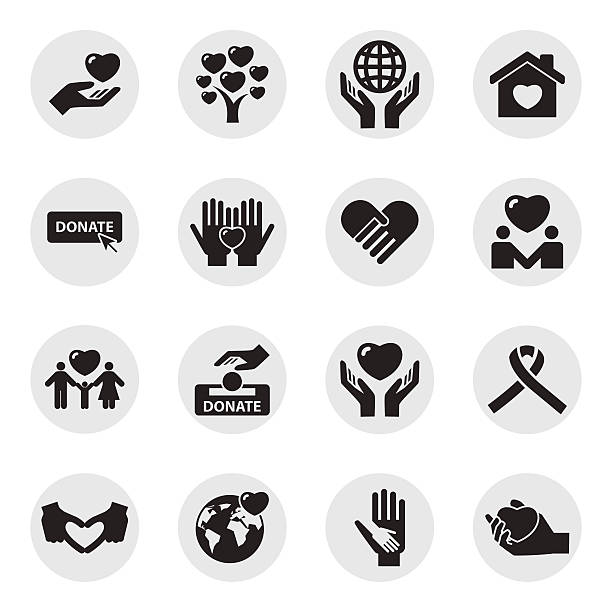 Charity and love icons vector art illustration