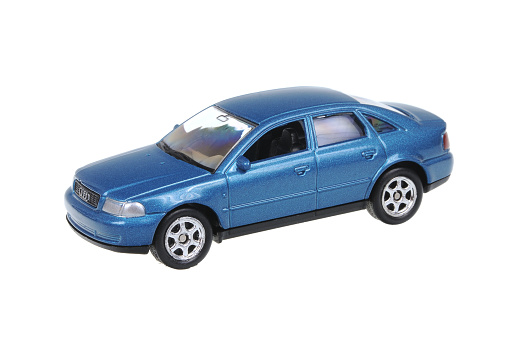 Adelaide, Australia - March 25, 2016:An isolated shot of a Audi A4 Welly Diecast Toy Car. Replica diecast toy cars are highly sought after collectables.