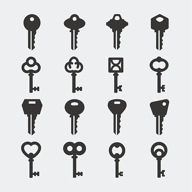 векторные иконки набор ключей - key stock illustrations