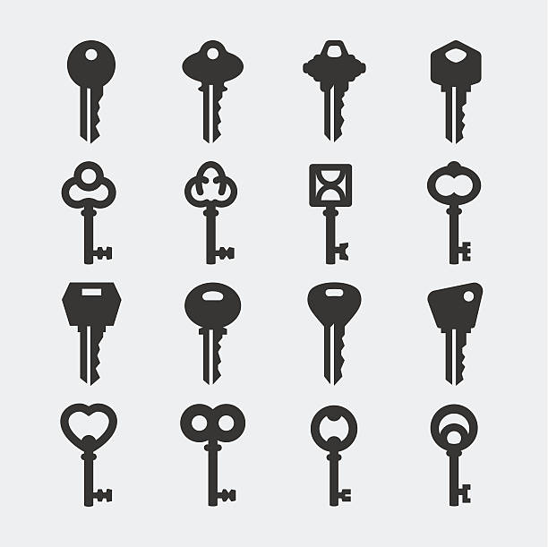 vector key icons set - key stock illustrations