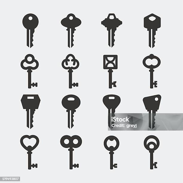 Vector Key Icons Set Stock Illustration - Download Image Now - Key, Icon Symbol, Vector