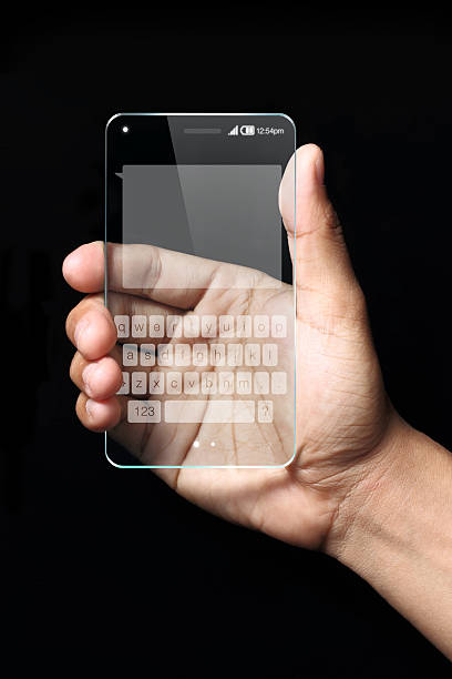 istock White color keyboard on transparent digital tablet 519494710