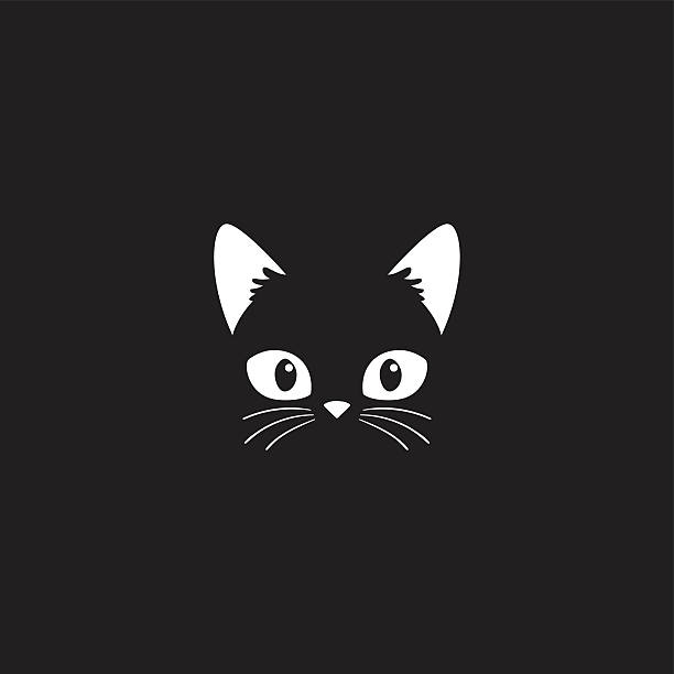 illustrations, cliparts, dessins animés et icônes de visage de chat noir - moustaches animales