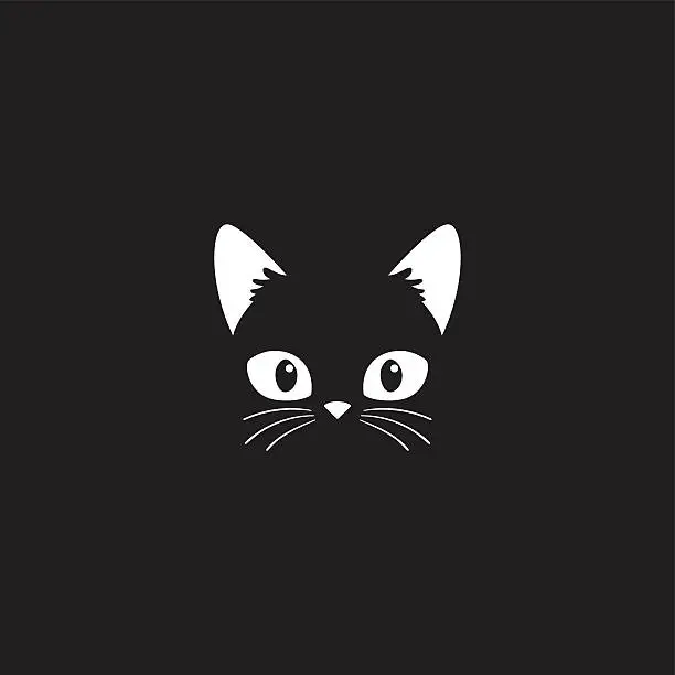 Vector illustration of Cat face on black