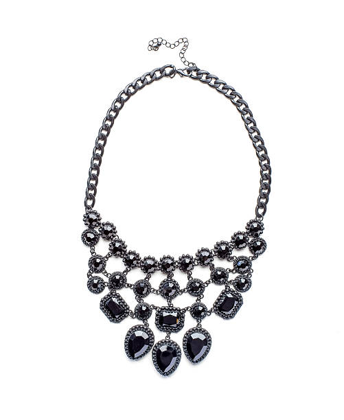 istock Necklace on chain with black beads 519498652