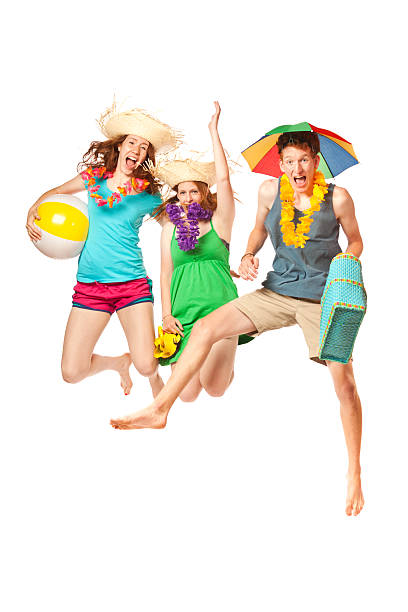 istock Happy Students on Springbreak Going to Beach Vacation on White Background 519498874