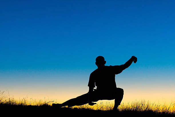 istock Man performs Tai Chi sport at dusk 519499160