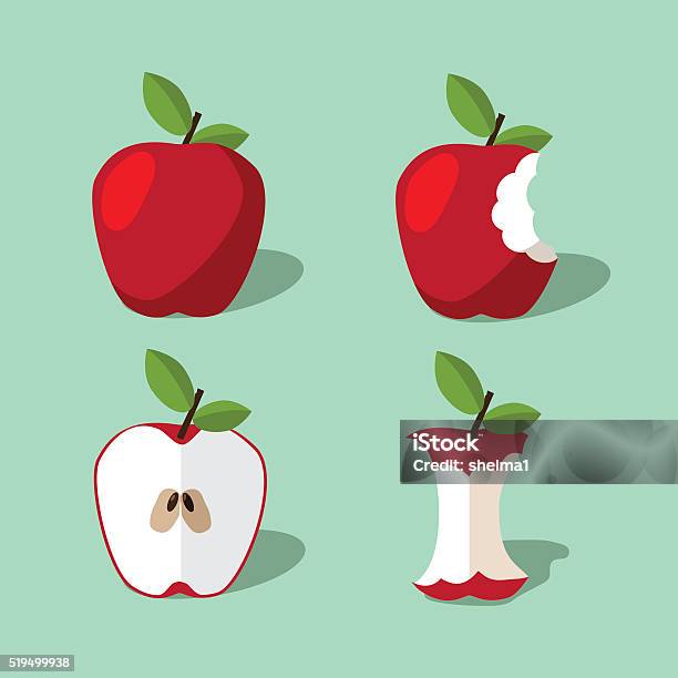 Apple Icon Collection Stock Illustration - Download Image Now - Apple - Fruit, Apple Core, Missing Bite