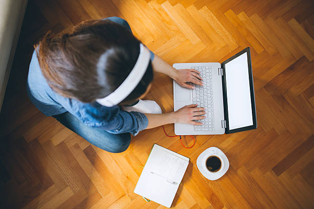 istock Young woman working on a computer from home 519500410