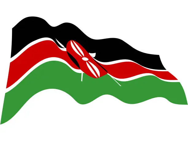 Vector illustration of Kenyan Flag In The Wind Illustration - VECTOR