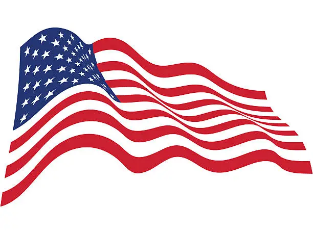 Vector illustration of American Flag In The Wind Illustration - VECTOR