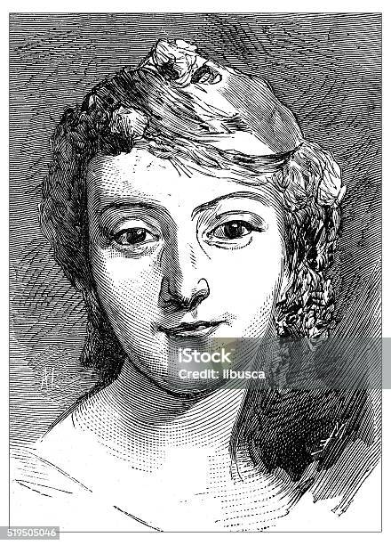 Antique Illustration Of Portrait Of 19th Century French Opera Singer Stock Illustration - Download Image Now