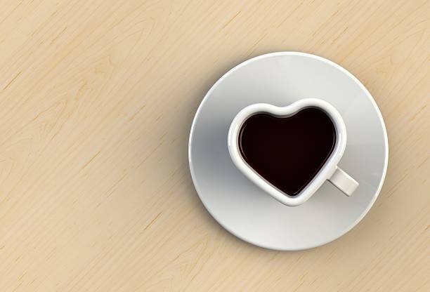 kaffeetasse form herz - isolated on white breakfast cafe office stock-fotos und bilder