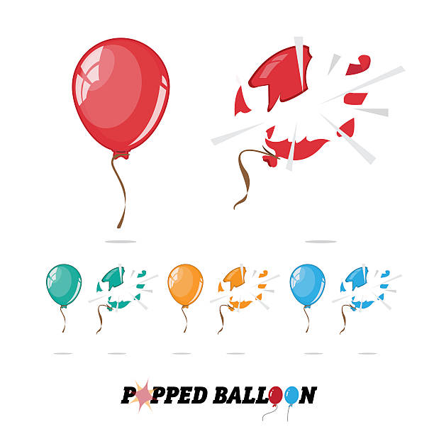 popped balloon - vector popped balloon. deflated stock illustrations