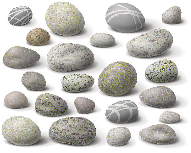 ilustrações, clipart, desenhos animados e ícones de conjunto de rock - stone rock river pebble