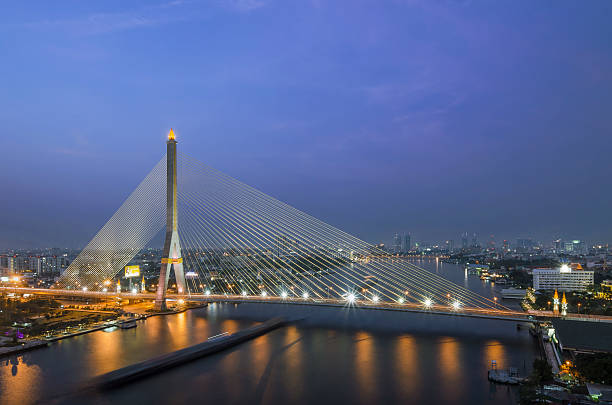 istock Rama VIII Bridge at night in Bangkok 519505294