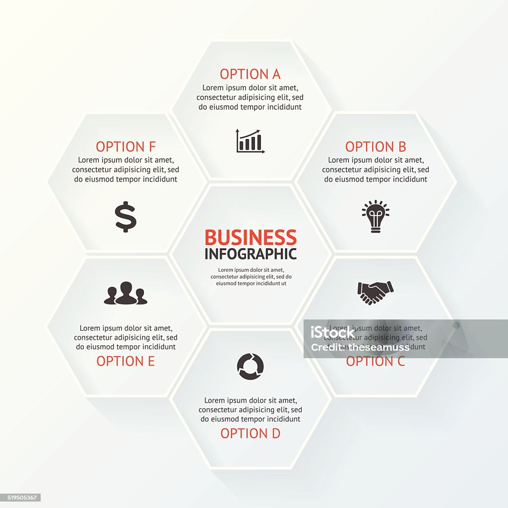Infographic, diagram, presentation 6 options Template for diagram, graph, presentation and chart. Business concept with options, parts, steps or processes. Infographic stock vector