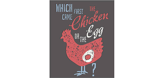 Quote: Which Came First, the Chicken or the Egg? vector art illustration
