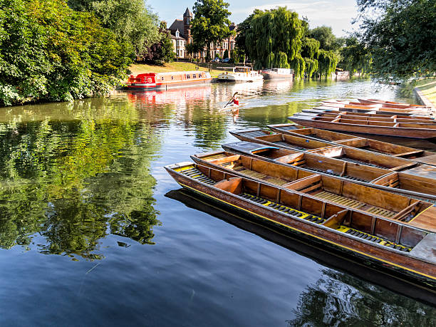 istock Punts lined up on river in  Cambridge England 519507625