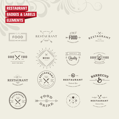 Set of vintage style elements for labels and badges for restaurants
