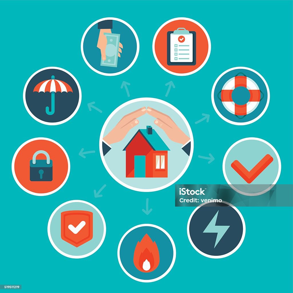 Insurance Building Vector Vector House Insurance Concept In Flat Style Stock Illustration ...