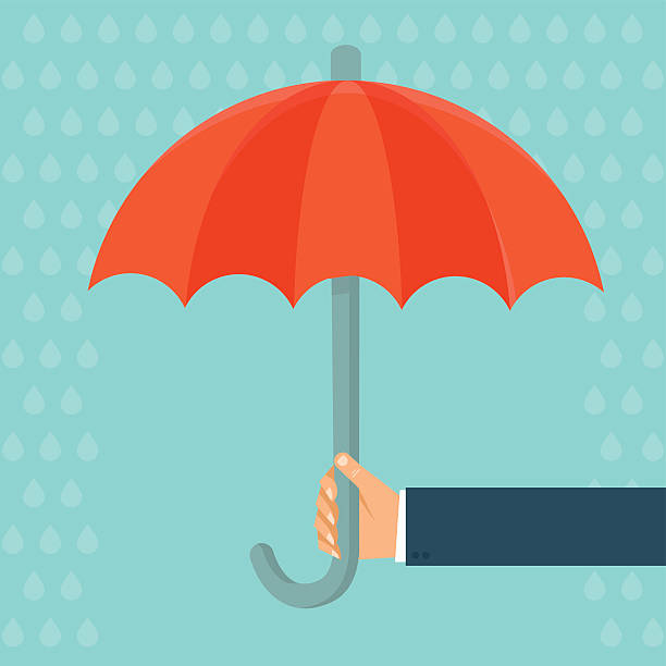 illustrazioni stock, clip art, cartoni animati e icone di tendenza di vettore agente assicurativo con ombrello - insurance rain insurance agent umbrella