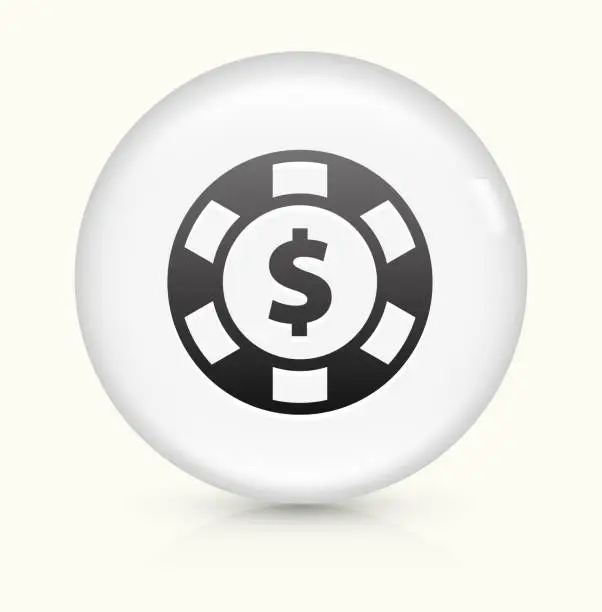 Vector illustration of Poker Chip icon on white round vector button