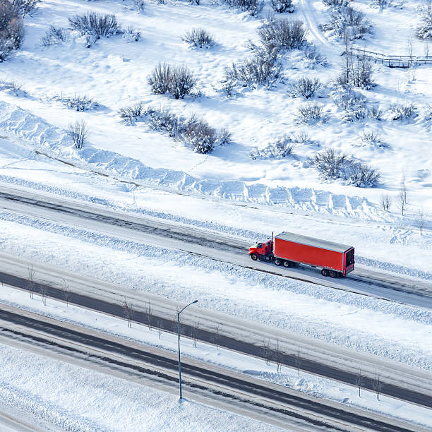 istock Semi-truck aerial shot 519520370