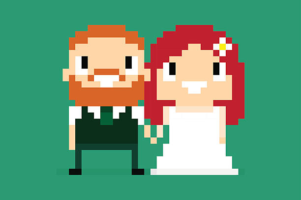 ilustrações de stock, clip art, desenhos animados e ícones de pixel de casamento - irish culture men red hair irish currency