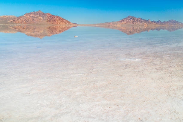 The Bonneville Salt Flats in Utah with beautiful reflection
