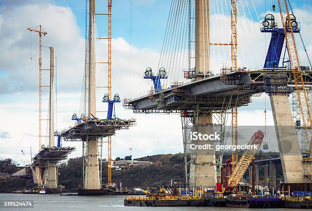 Construction Of The Queensferry Crossing Over The Firth Of Forth Stock Photo - Download Image Now