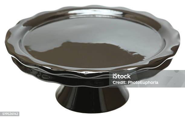 Black Ceramic Empty Cake Stand Isolated Over White Stock Photo - Download Image Now