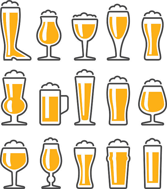 Beer Glasses Icon Set vector art illustration