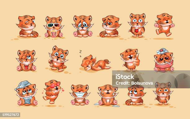Set Of Tiger Cubs Stock Illustration - Download Image Now - Animal, Tiger, Tired