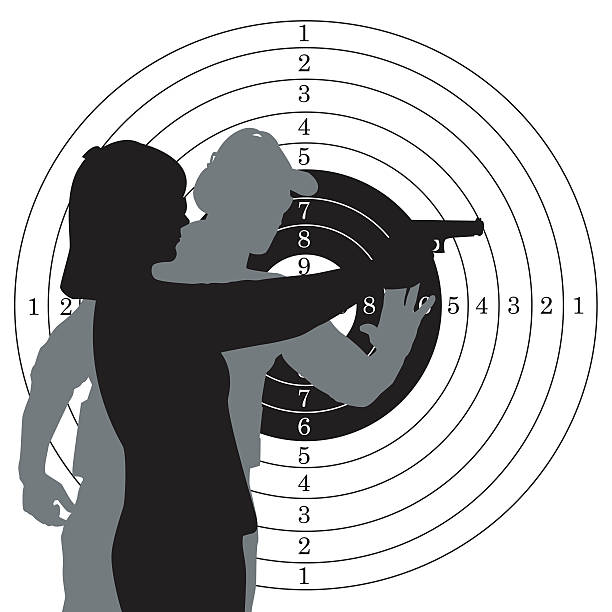 gewehrs schulungsleiter und teilnehmer - gun women handgun armed forces stock-grafiken, -clipart, -cartoons und -symbole
