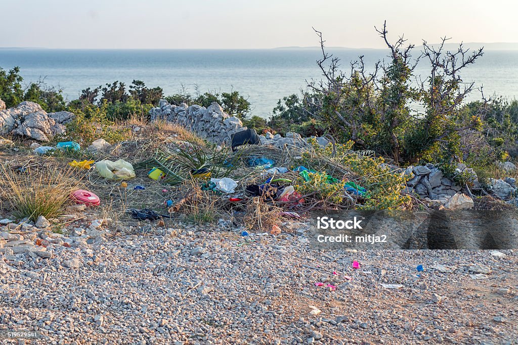 Garbage dump in nature Bottle Stock Photo