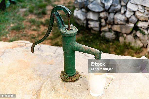 Old Well In Medeterian Stock Photo - Download Image Now - Color Image, Fountain, Green Color