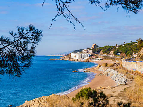 The village of Sant Pol de Mar, on the Mediterranean Coast in Catalonia, Spain.