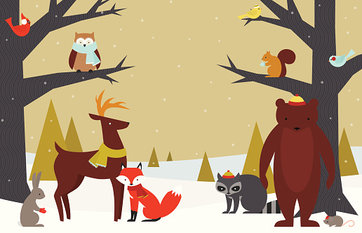 Lots of forest friends ready for a long, cold winter and holiday season
