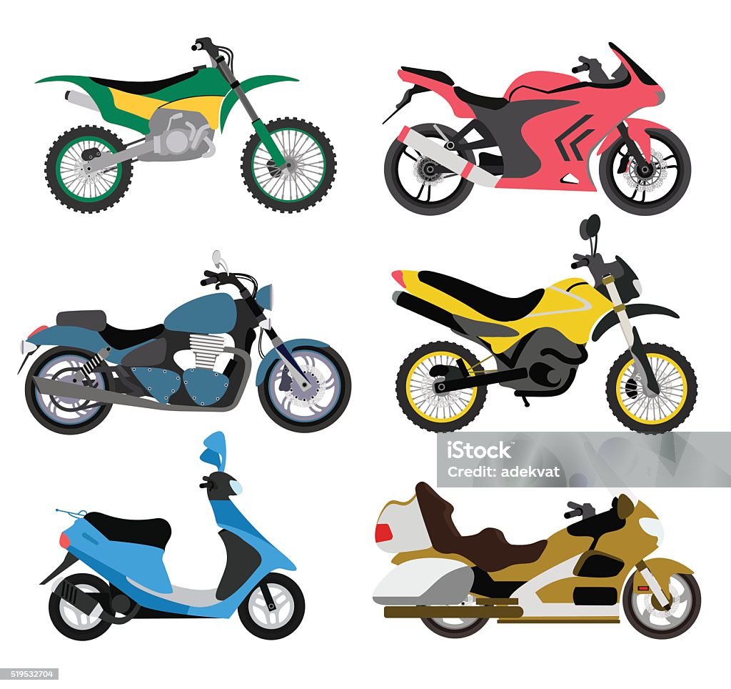 Loại Xe Máy Nhiều Màu Đi Xe Máy Tốc Độ Thể Thao Vận Chuyển Vector ...
