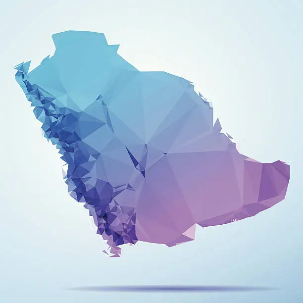 Vector illustration of Saudi Arabia Polygon Triangle Map Blue