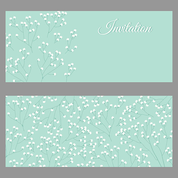 Elegant wedding invitation card templates with little white flowers vector art illustration
