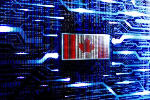 Canada national official state flag in a computer technological world