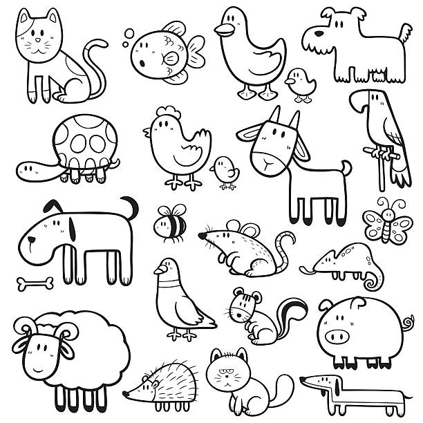 tiere - coloring book coloring book pets stock-grafiken, -clipart, -cartoons und -symbole