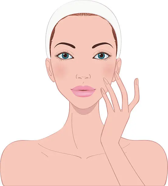 Vector illustration of beautiful woman's skin care