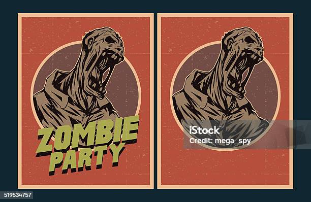 Zombie Party Invitation Stock Illustration - Download Image Now - Mouth Open, Adult, Advertisement