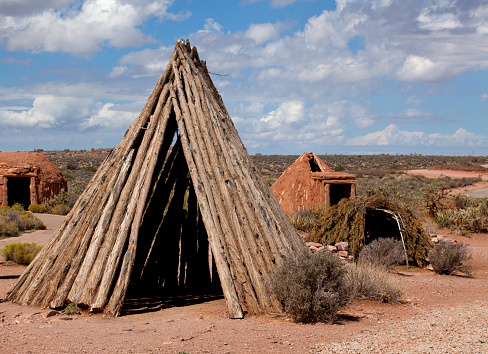 Different types of sweat lodges builted by  Native Americans who live in the mountains of northwestern Arizona, United States.