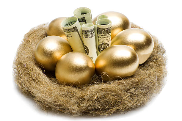 istock Nest with golden eggs on a white background 519546210