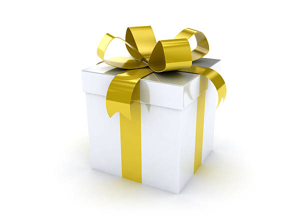 istock Gift Box with Gold Ribbon Bow 519547325